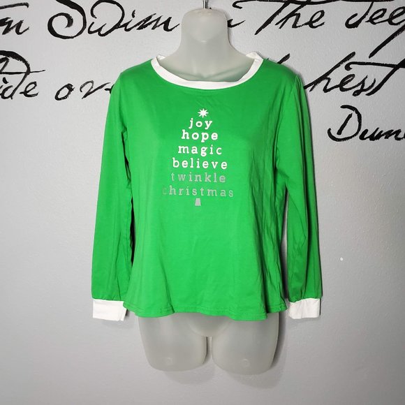 Joy Hope Magic Believe Twinkle Christmas PJ Top, M - Picture 1 of 4